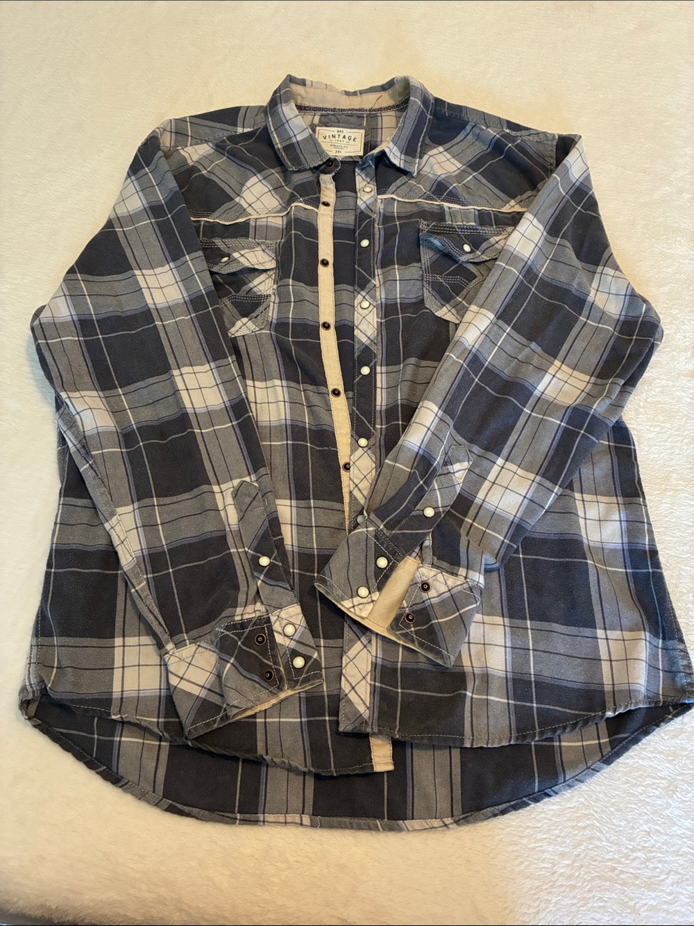 BKE Vintage plaid flannel pearl snap shirt 2XL